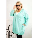Kesi Plus Size women's cotton hoodie with a zipper mint Cijene
