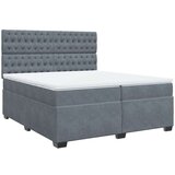 vidaXL Box spring postelja z vzmetnico temno siva 200x200 cm žamet | Shoptok.si
