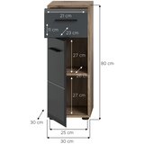 MID.YOU Srednje Visoka Omara Ice, Črna, Barva Hrasta | Shoptok.si