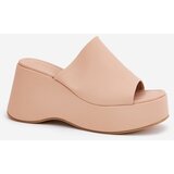 Boto Eco Leather Women's Sandals On Platform And Wedge Beige Kisoffi | Shoptok.si