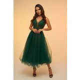 Carmen Emerald Tulle Low-Rise Midi Dress cene
