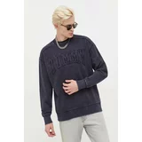 Tommy Jeans Bombažen pulover moška, siva barva