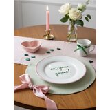 Sinsay Keramički tanjur s natpisom "eat your greens!" i ružičastim rubom | shoptok.hr