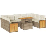 vidaXL 10-dijelni set vrtnih sofa s jastucima bež od poliratana bagrem | shoptok.hr