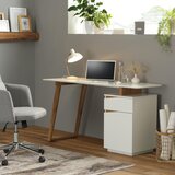 XORA pisalna miza les, leseni material bela, barve hrasta | Shoptok.si