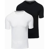 Ombre BASIC men's cotton t-shirt set with round neckline - black/white/ navy Cene