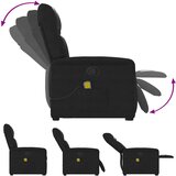  Masažni naslonjač na podizanje crni od mikrovlakana | shoptok.hr