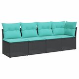  Vrtna sofa s jastucima za 4 osobe, crna, poliratan | Eponuda.com