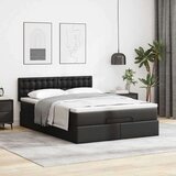 vidaXL Otomanski krevet s madracima i LED crni 140x190cm umjetna koža | shoptok.hr