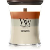 WoodWick Trilogy Vanilla Embers dišeča sveča z lesenim stenjem 275 g | Shoptok.si