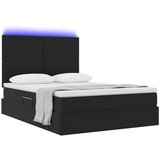  LED krevet za pohranu s madracem Crna 140 x 200 cm Baršun | shoptok.hr