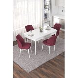 Hanah home trpezarijski set Nef, sto na razvlačenje i 4 stolice, bela ploča, bordo tkanina Jerry | Eponuda.com