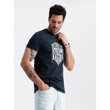 Ombre Men's motorcycle style printed t-shirt - navy blue Cijene