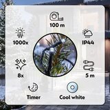 Brilagi LED spoljašnji božićni svetleći lanac 1000xLED/8 funkcija 105 m IP44 hladno-bela | Eponuda.com