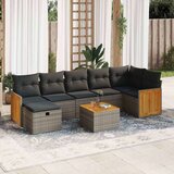  8-dijelni set vrtnih sofa od poliratana s jastucima sivi | shoptok.hr