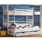 Molarem Home Drveni dječji krevet na kat Seweryn s tri kreveta i ladicom - bijeli - 200x90 cm - Bez madraca | shoptok.hr