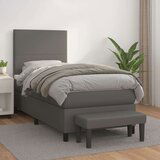  Box spring postelja z vzmetnico siv 90x190 cm umetno usnje Cene