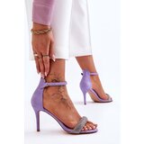 Boto Suede High Heel Sandals With Rhinestones Violet Moments | Shoptok.si