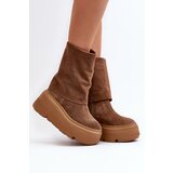 Zazoo 3410 Suede Women's Boots on Chunky Platform Camel | Shoptok.si