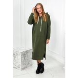Kesi Long dress with a hood in khaki color Cene