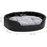  Krevet za pse crno-sivi 90 x 79 x 20 cm od pliša i umjetne kože | shoptok.hr