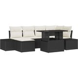 vidaXL 7-delni vrtni dnevni set z blazinami črna poli ratan | Shoptok.si