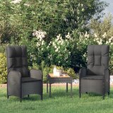Maison Chic Seti vrtnega pohištva - Vrtna garnitura - Vrtni pohištvo set 3-delna z blazinami črn poli ratan, (21818190) | Shoptok.si