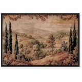  Slika - Mediterranean landscape - old tapestry with a hill and a lake 90x60 U crnom drvenom okviru | shoptok.hr