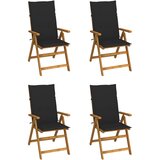 Maison Chic Vrtni nastavljivi stoli - Stol za vrt 4 kosi z blazinami trden akacijev les JS459, (21877633) | Shoptok.si