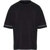 Trendyol men's black oversize sleeves stitch detail 100% cotton t-shirt Cene