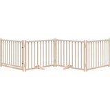 vidaXL Ograda za pse z vrati zložljiva 4 paneli 320 cm trden les jelke | Shoptok.si