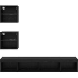 TV stenske enote z LED 5 pcs Črna Orehovina Konstruiran les, (5000132256) | Shoptok.si