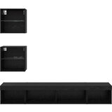 TV zidne jedinice s LED-om Zidne 5 pcs Crni hrast 100 x 30 x 30 cm | shoptok.hr
