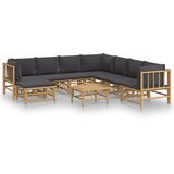  9-dijelna vrtna garnitura od bambusa s tamnosivim jastucima Smeđa | Shoptok.si