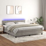  Box spring s madracem LED svjetlosivi 180x200 cm baršun Cijene