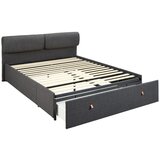 Actona Tamno sivi tapecirani bračni krevet s prostorom za odlaganje s podnicom 160x200 cm Calvi – | shoptok.hr