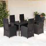 vidaXL 7-dijelni vrtni blagovaonski set s jastucima crni od poliratana | shoptok.hr