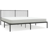 Maison Chic Kovinski Posteljni okvir - Dvoposteljna postelja - Zakonska postelja z vzglavjem črn 183x213 cm, (21693328) | Shoptok.si