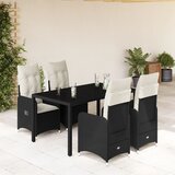 vidaXL 5-dijelni vrtni bistro set od poliratana s jastucima crni Cijene