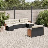 vidaXL 9-dijelni set vrtnih sofa s jastucima crni od poliratana | shoptok.hr