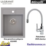  Granitna sudopera Ulgranit ULG400 (SIVA) + fleksibilna slavina Minotti - SET Cene