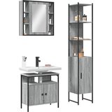  The Living Store Komplet kopalniških omaric 3-delni siva sonoma inženirski les - Kopalniška Garnitura, (21447186) | Shoptok.si