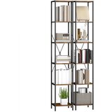 HOMCOM knjižna omara iverna plošča, ogljikovo jeklo 30D x 30Š x 174,5V cm rustikalno rjava, (5000241814) | Shoptok.si