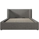 Lumor Oblazinjena postelja s predalom 180x200 cm z velikim vzglavjem – lanena tkanina – z letveno podlago – siva, (22151316) | Shoptok.si