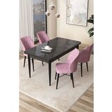 Hanah home arp - black marble, pink black marblepink dining table & chairs set (5 pieces) | ePonuda.com