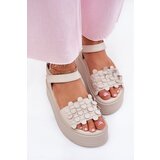 CheBello Ladies Leather Sandals On Platform Beige 4701 | shoptok.hr