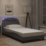  Okvir kreveta s LED svjetlima sivi 100 x 200 cm od umjetne kože | shoptok.hr