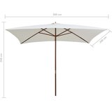  Suncobran 200 x 300 cm s drvenim stupom krem bijeli | Eponuda.com