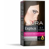 Aura set za trajno bojenje kose explicit 5.1 light ash brown / svetlo pepeljasto smeđa Cene