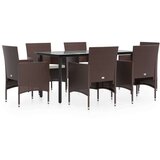  7-dijelni vrtni blagovaonski set s jastucima smeđe-crni | shoptok.hr